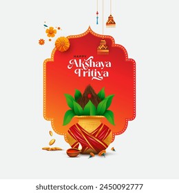 Happy Akshaya Tritiya Greeting Background Design Template Vector Illustration