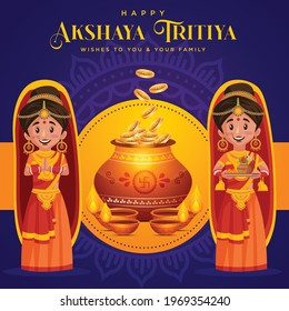 Happy Akshaya Tritiya greeting card banner design. Vector graphic illustration.