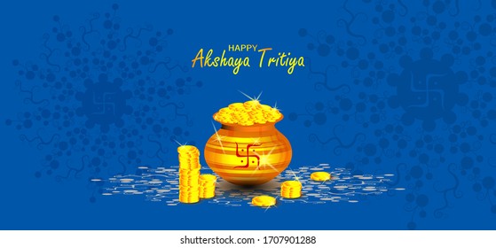 Happy Akshaya Tritiya an Indian festival where people buy Gold jewellery vector illustration