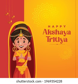 Happy Akshaya Tritiya Indian festival banner design. Vector graphic illustration.