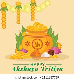 Happy Akshaya Tritiya Indian festival banner design. 