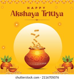 Happy Akshaya Tritiya Indian festival banner design.