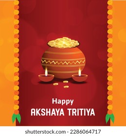 Happy Akshaya Tritiya Indian Hindu Festival Celebration Vector Design