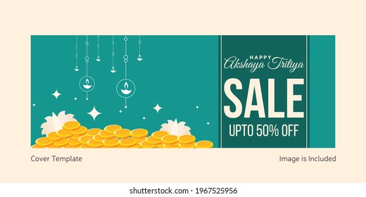 Happy Akshaya Tritiya sale cover template. Vector graphic illustration.
