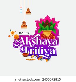 Happy Akshaya Tritiya Typographic Vector Design Background Template