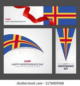 Happy Aland independence day Banner and Background Set