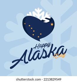 Happy Alaska Day. Celebrated Annually in the United States on October 18th, Vector Shaped Symbol. Suitable for Social Media Posts, Posters, Banners, Stickers, T-shirts etc