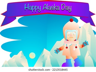 Happy Alaska Day With Mountain And Blue Sky For Background