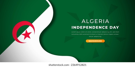 Happy Algeria Independence Day Design Paper Cut Shapes Background Illustration for Poster, Banner, Advertising, Greeting Card