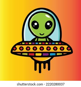 Happy alien design made and colorful gradient This artwork also has many patterns it 