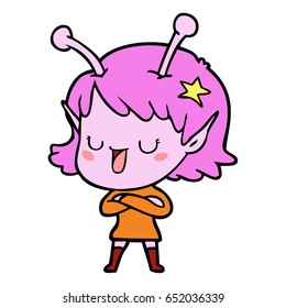 happy alien girl cartoon