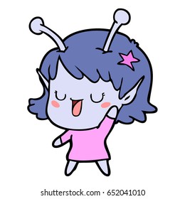 happy alien girl cartoon