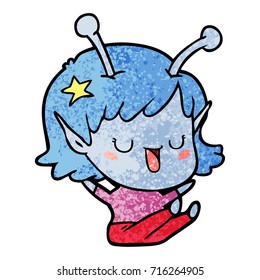 happy alien girl cartoon laughing