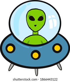 Happy alien, illustration, vector on white background.