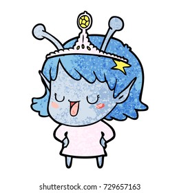 caricatura de princesa extraterrestre feliz