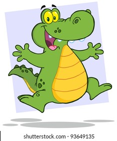 Happy Alligator Or Crocodile Jumping