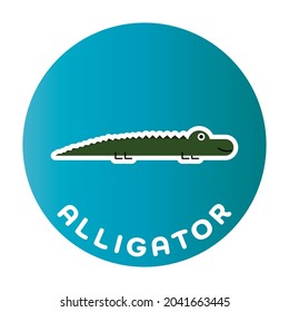 Happy Alligator - funny cartoon animal. Children character. Simple vector illustration with dropped shadow.