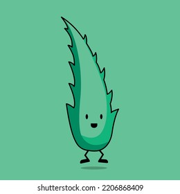 Happy aloe character. Aloe simple flat illustration. Vector illustration.