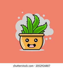 Happy Aloe vera Characters, Mascot, Logo, Clip art Premium Vector