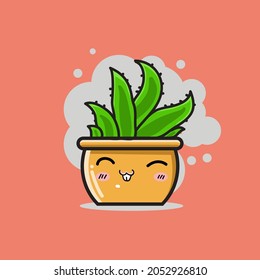 Happy Aloe vera Characters, Mascot, Logo, Clip art Premium Vector