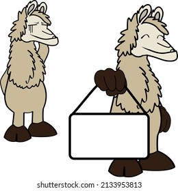happy alpaca character cartoon expressions collection illustration set in vector format