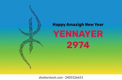 Happy Amazigh New Year Designed With Tifinagh Alphabet. Vector Illustration.