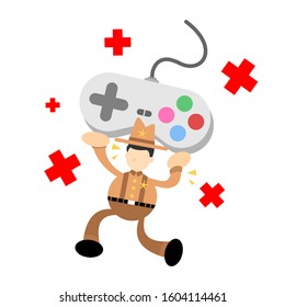 happy america cowboy and game controller console cartoon doodle flat design style vector illustration