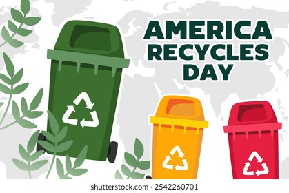 happy america recycles day with recycling bin