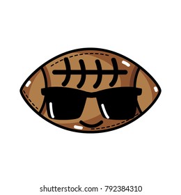 happy american ball kawaii with sunglasses