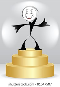 happy american child on podium