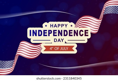 happy american independence day 4 th of july landscape banner for social media post with abstract gradient blue and red background design