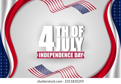 happy american independence day 4th of july background banner with flag and abstract gradient white design