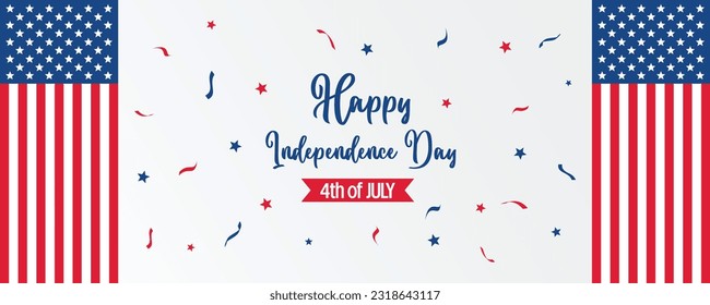happy american independence day background, with flag decoration. vector design for banner, greeting card, brochure, web, social media.