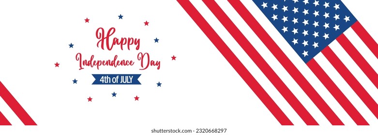happy american independence day background, with flag decoration. vector design for banner, greeting card, brochure, web, social media.