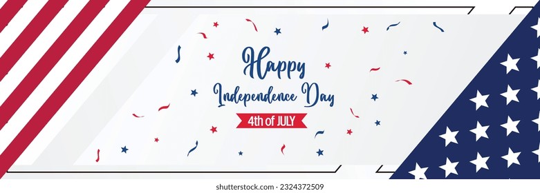 happy american independence day background, with flag decoration. vector design for banner, greeting card, brochure, web, social media.