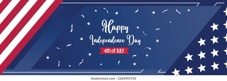 happy american independence day background, with flag decoration. vector design for banner, greeting card, brochure, web, social media.