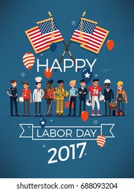 Happy American Labor Day poster or banner template