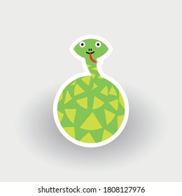 Happy Anaconda - funny cartoon animal. Children character. Simple vector illustration with dropped shadow.