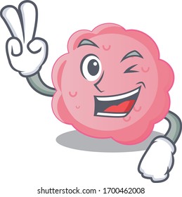 Happy anaplasma phagocytophilum cartoon design concept with two fingers
