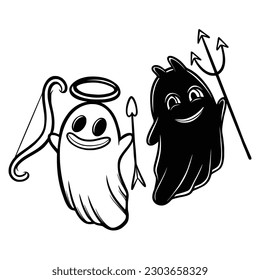 Happy angel and devil character isolated vector illustration