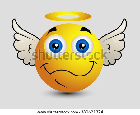 Happy Angel Emoji Smiley Emoticon Stock Vector (Royalty Free) 380621374 ...