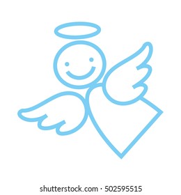 Happy angel on a white background, hilarious characters, vector icon