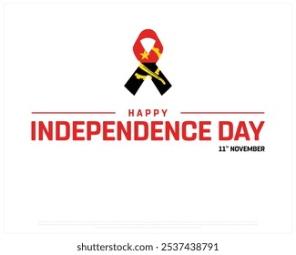 Happy Angola Independence Day Design on a white background, Independence Day of Angola with national flag, Typographic Design of Angola Independence Day, Editable vector Design, 11th November