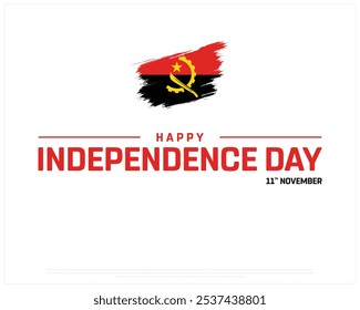 Happy Angola Independence Day Design on a white background, Independence Day of Angola with national flag, Typographic Design of Angola Independence Day, Editable vector Design, 11th November
