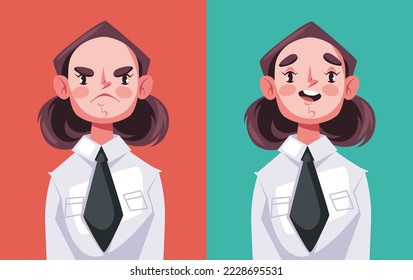 Happy and angry business people office workers characters concept. Vector graphic design illustration element