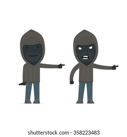 Happy and Angry Character Anonymous Hackers making presentation using his hand. for use in presentations, etc.