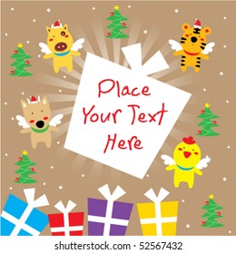 happy animal angel doodle celebrate christmas
