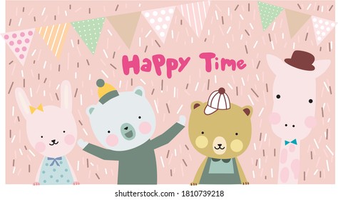 Happy animal Design Vector Set