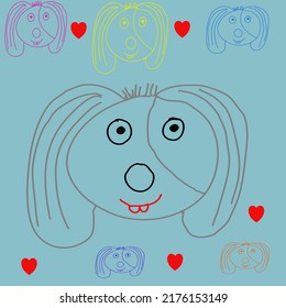 Happy animal face on pastel background
