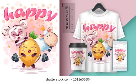 Happy Animal - Mockup For Your Idea. Vector Eps 10